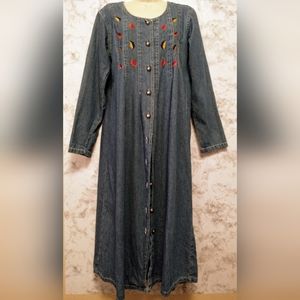COPY - Vintage Jane Ashley Maxi Denim Dress Women's Medium Blue Embroidered Far…